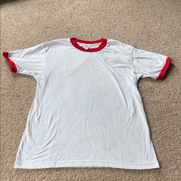 American Apparel White and Red Ringer Tee - Picture 1 of 1